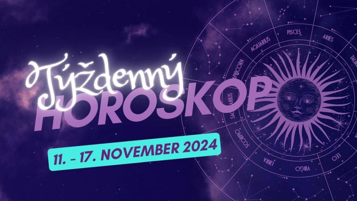 Týždenný horoskop na 11. – 17. november 2024 s astrologickým motívom a výrazným nápisom „Horoskop“.